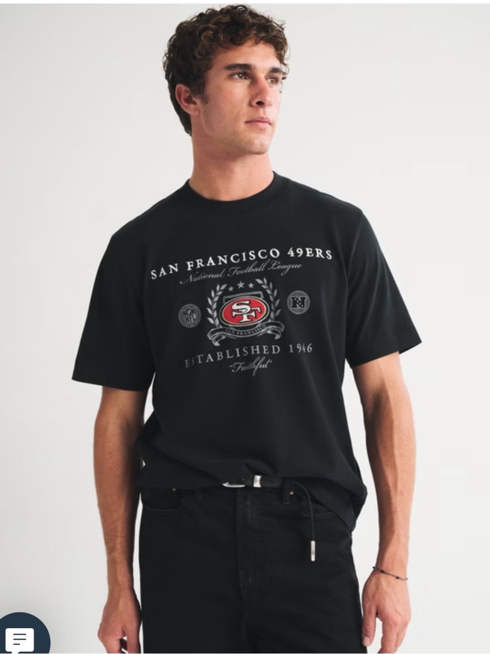 Abercrombie & Fitch Men NFL San Francisco 49ers Black Short Sleeve T Shirt Top S
